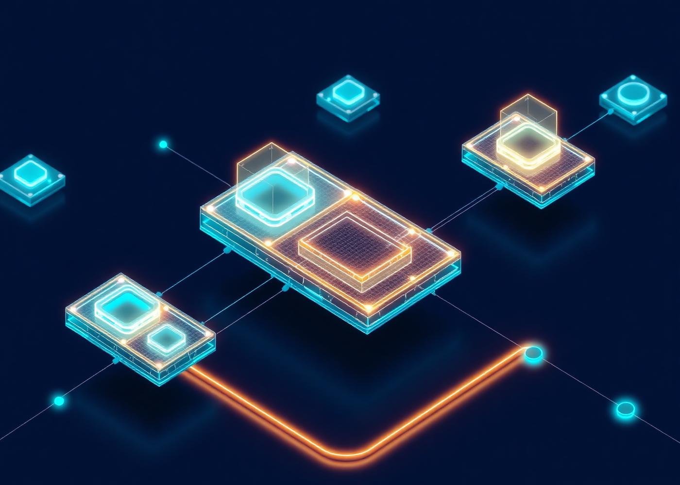 Isometric illustration of connected cloud infrastructure components
